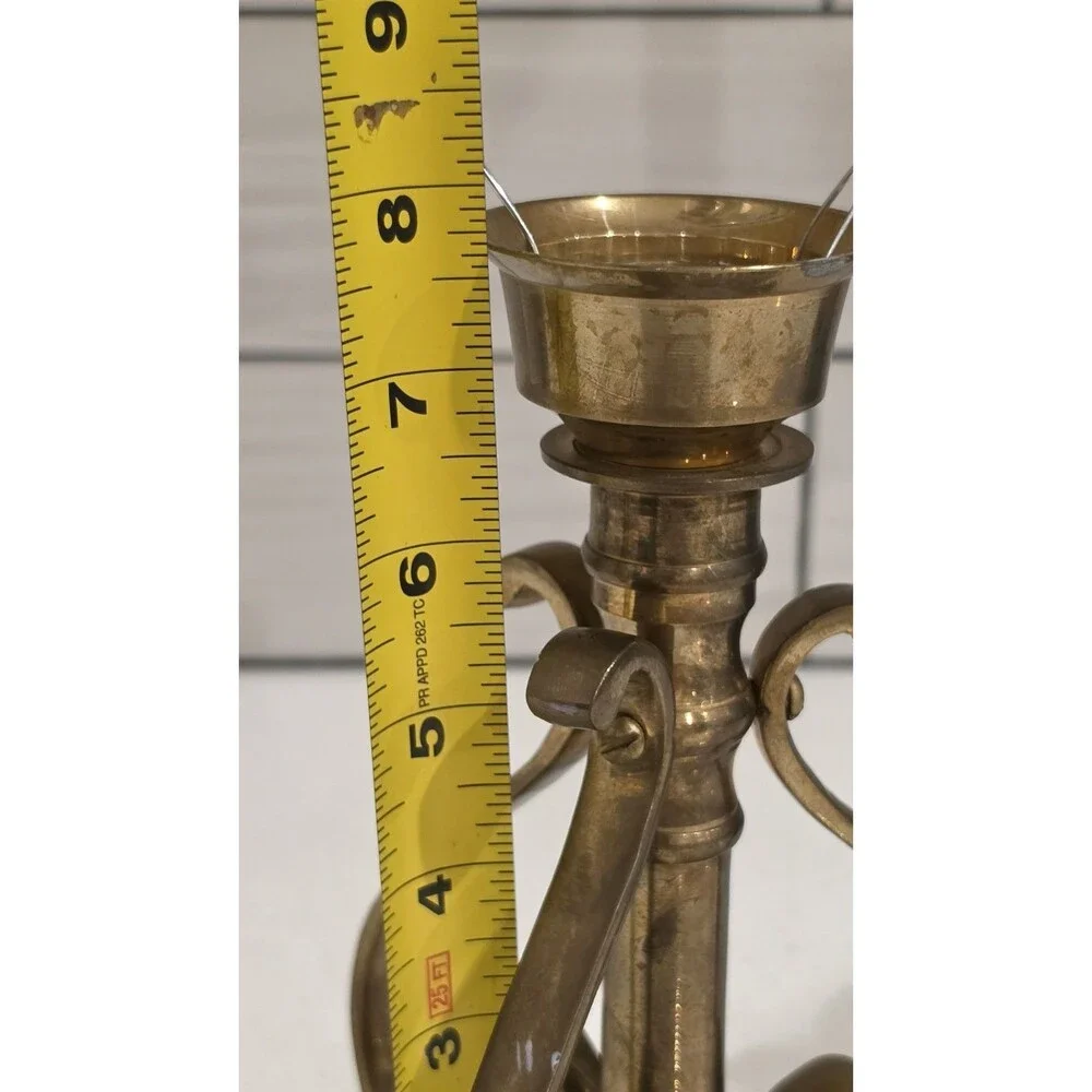 Vintage HEAVY Brass Tapered Candlestick Holder With 3 Scrolled Legs